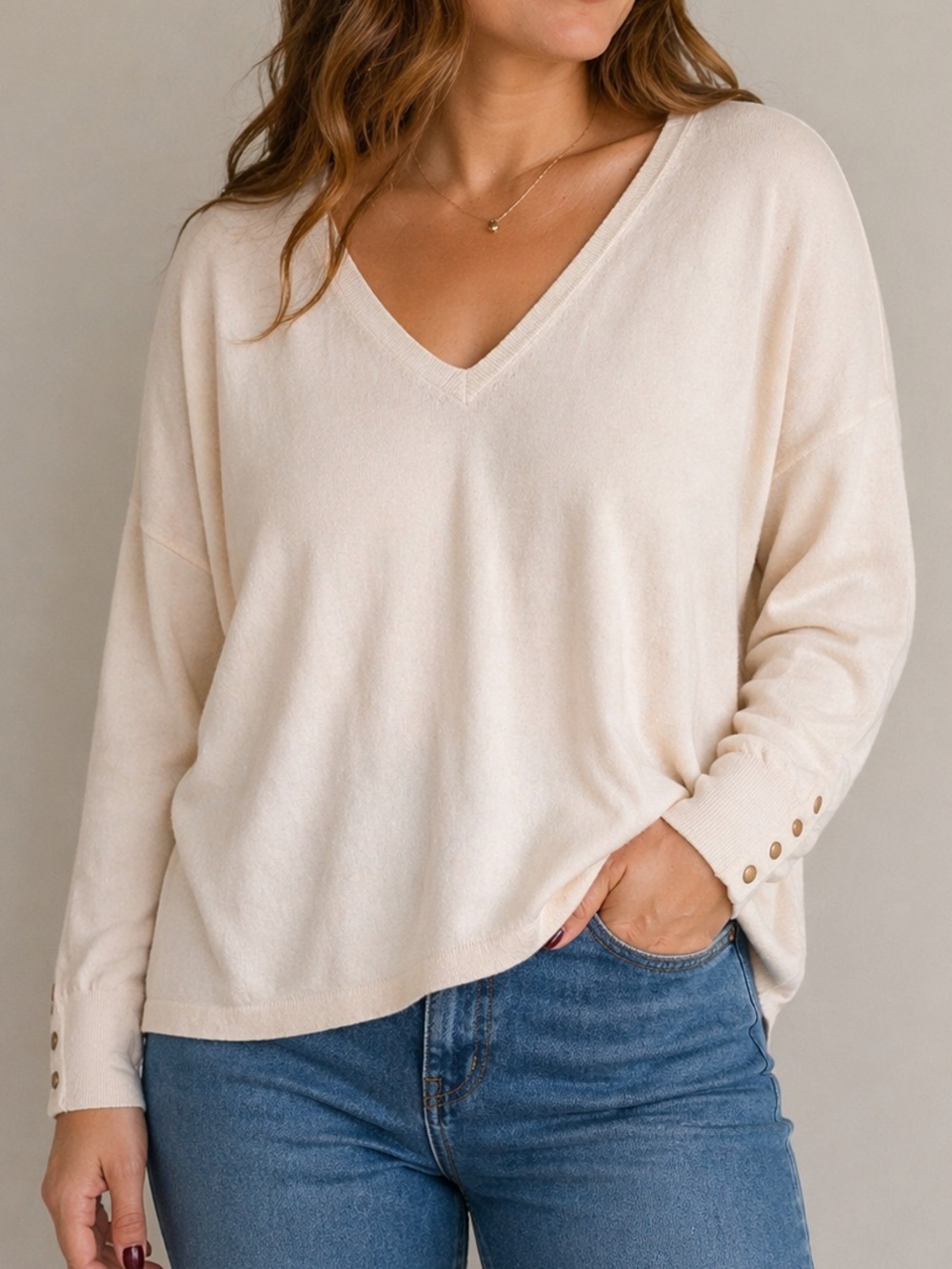 Vero Moda Soft Cream V-Neck Sweater